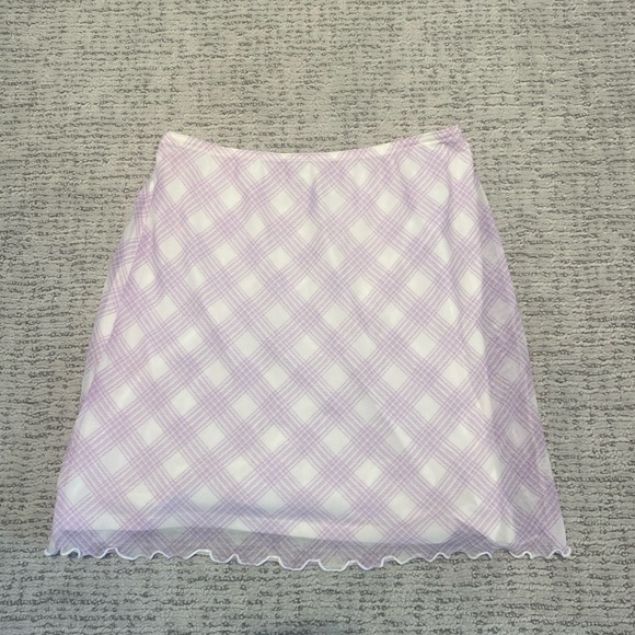 Hollister White and Purple Plaid Mesh Mini Skirt - Picture 1 of 2